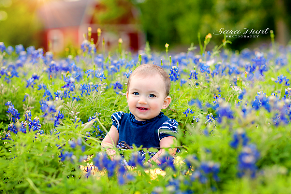 Baby girl with blue eyes looking at the camera — Pearland, TX — Sara Hunt Photography