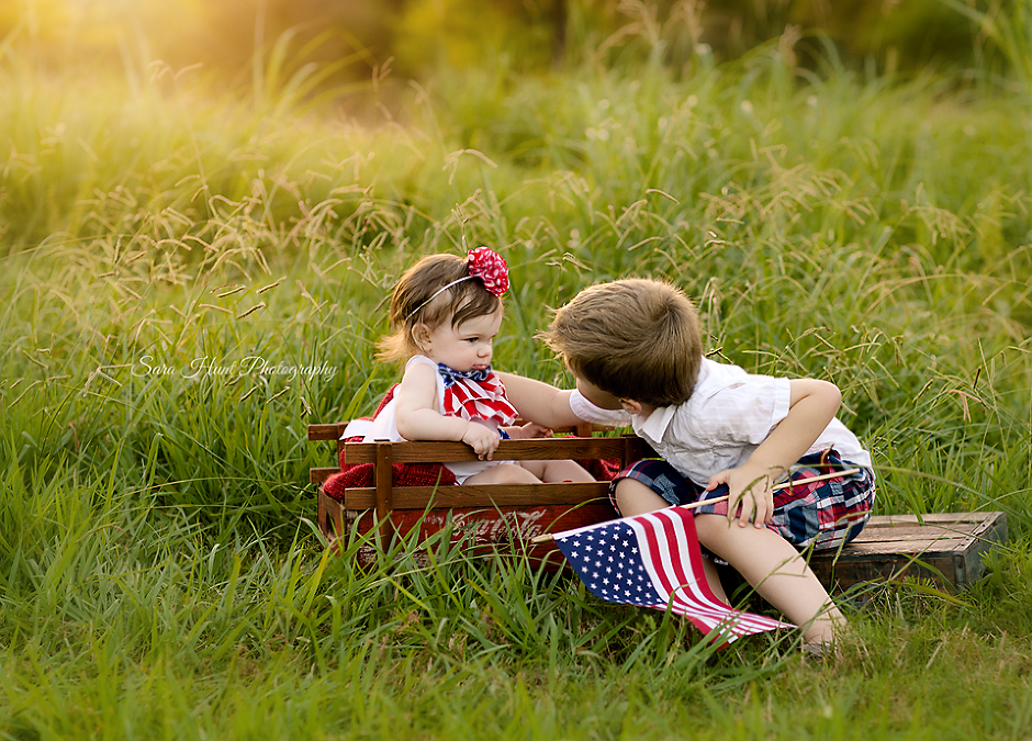 Boy looking at his little sister — Pearland, TX — Sara Hunt Photography