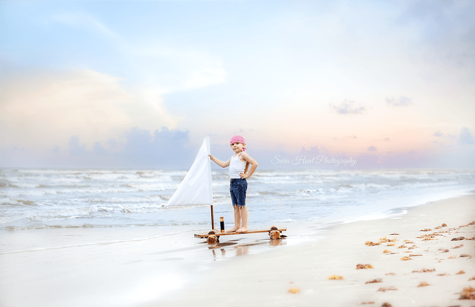 Boy pirate standing on the wooden boat — Pearland, TX — Sara Hunt Photography