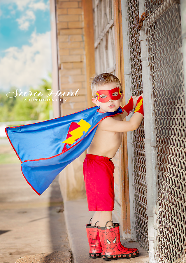 Superhero Birthday Snap — Young Boy Wearing Costume in Pearland, TX