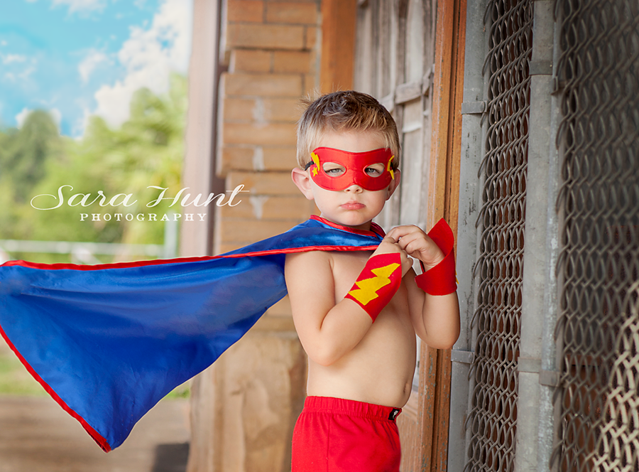 Superhero Birthday Shot — Young Boy with Cape in Pearland, TX