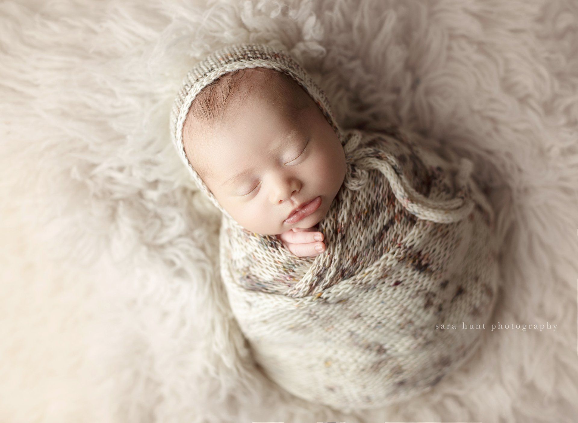 Baby wrapped in white crochet — Pearland, TX — Sara Hunt Photography