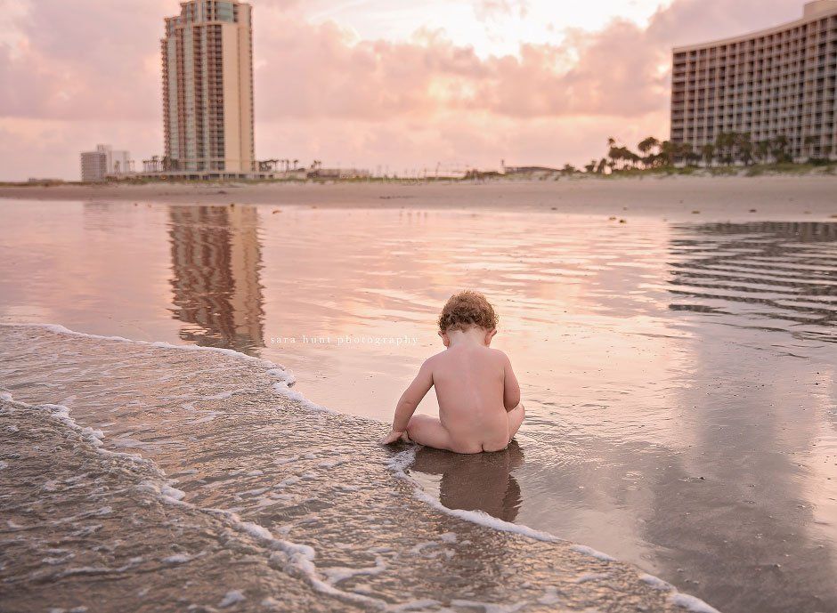 Baby boy sitting on seaside — Pearland, TX — Sara Hunt Photography