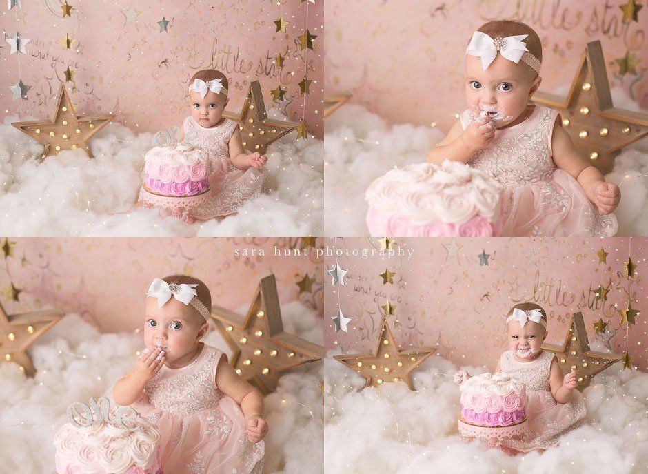 Baby eating a cake — Pearland, TX — Sara Hunt Photography
