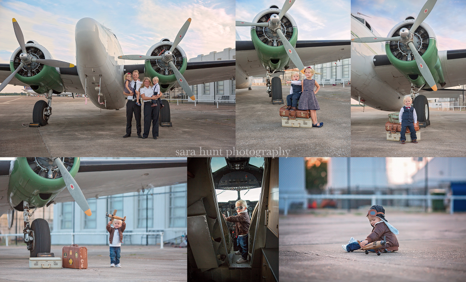 Collage of family and airplane — Pearland, TX — Sara Hunt Photography