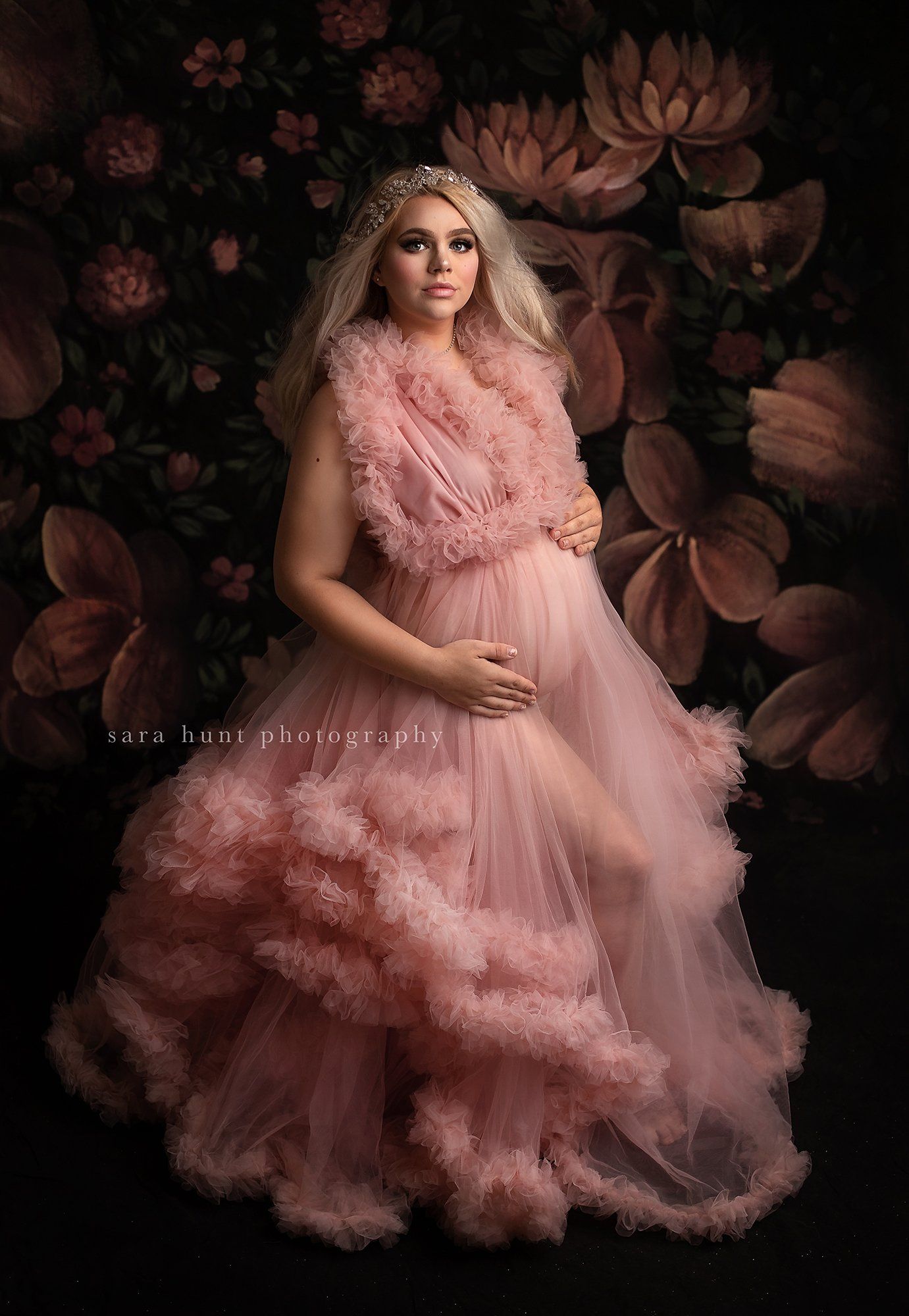 Pregnant woman wearing pink dress — Pearland, TX — Sara Hunt Photography