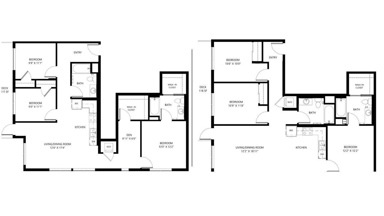 Black-and-white architectural floor plan with labeled rooms and layout dimensions.