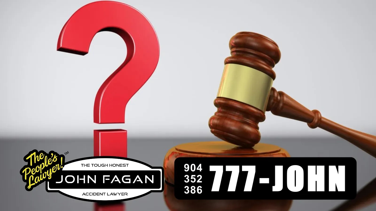 A red question mark next to a judge 's gavel