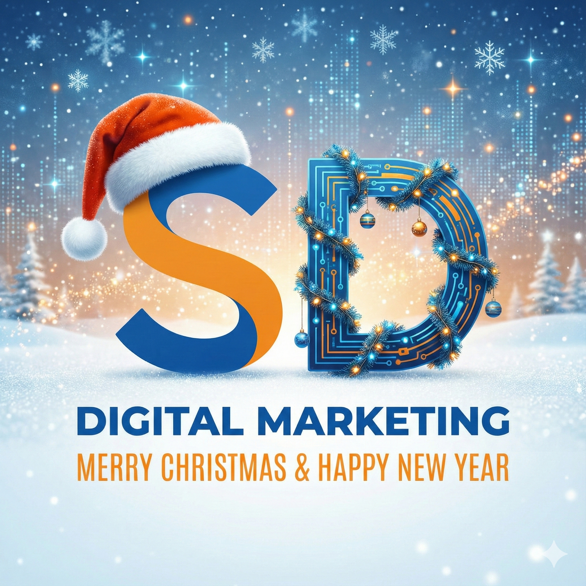Festive digital marketing graphic: