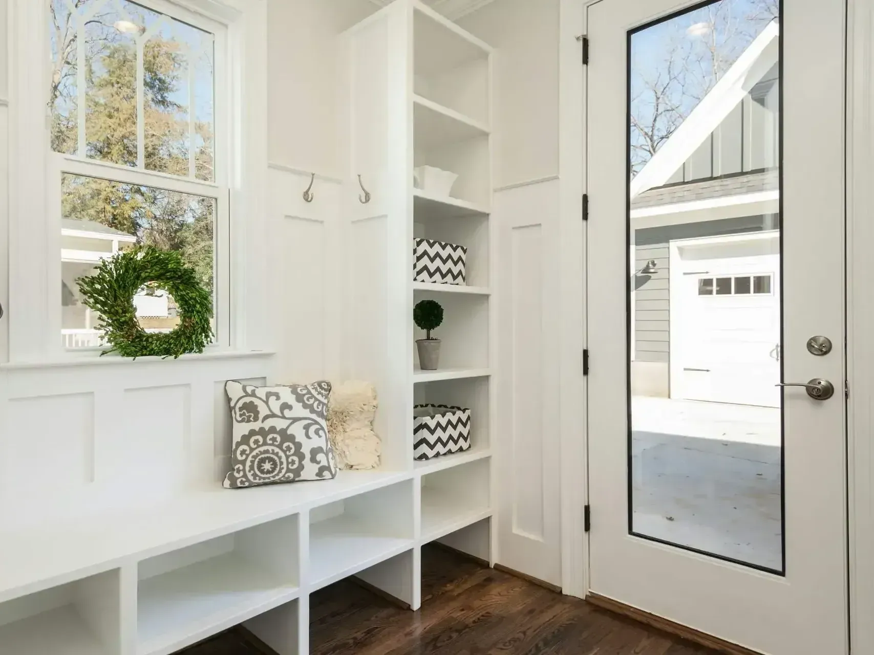 Image of a front door in a new home.