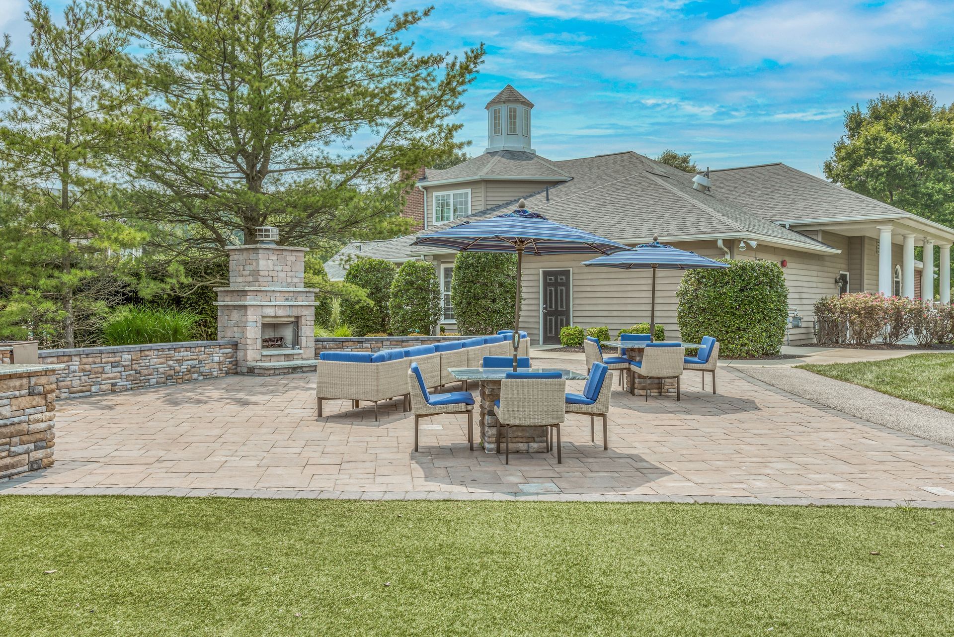 Outdoor seating area at Pine Valley Apartments.