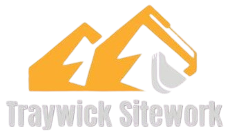 The Traywick Sitework logo: a stylized yellow excavator silhouette above the company name in grey text.