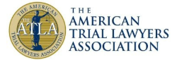 Logo for The American Trial Lawyers Association featuring a golden seal with a scale-holding statue next to the name.