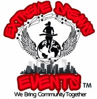 Extreme Dreams Events logo with red text, wings, globe, city skyline, and “We Bring Community Together” tagline