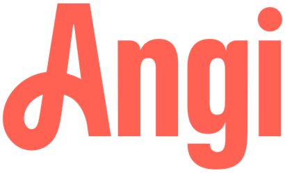 Coral-red “Angi” logo on a white background