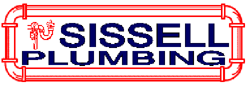 A logo for Sissell plumbing with red pipes.