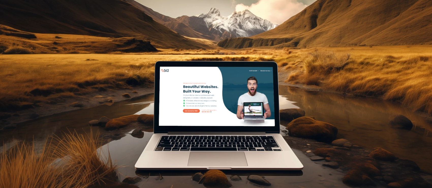 a laptop is open to a page that says beautiful websites build your way
