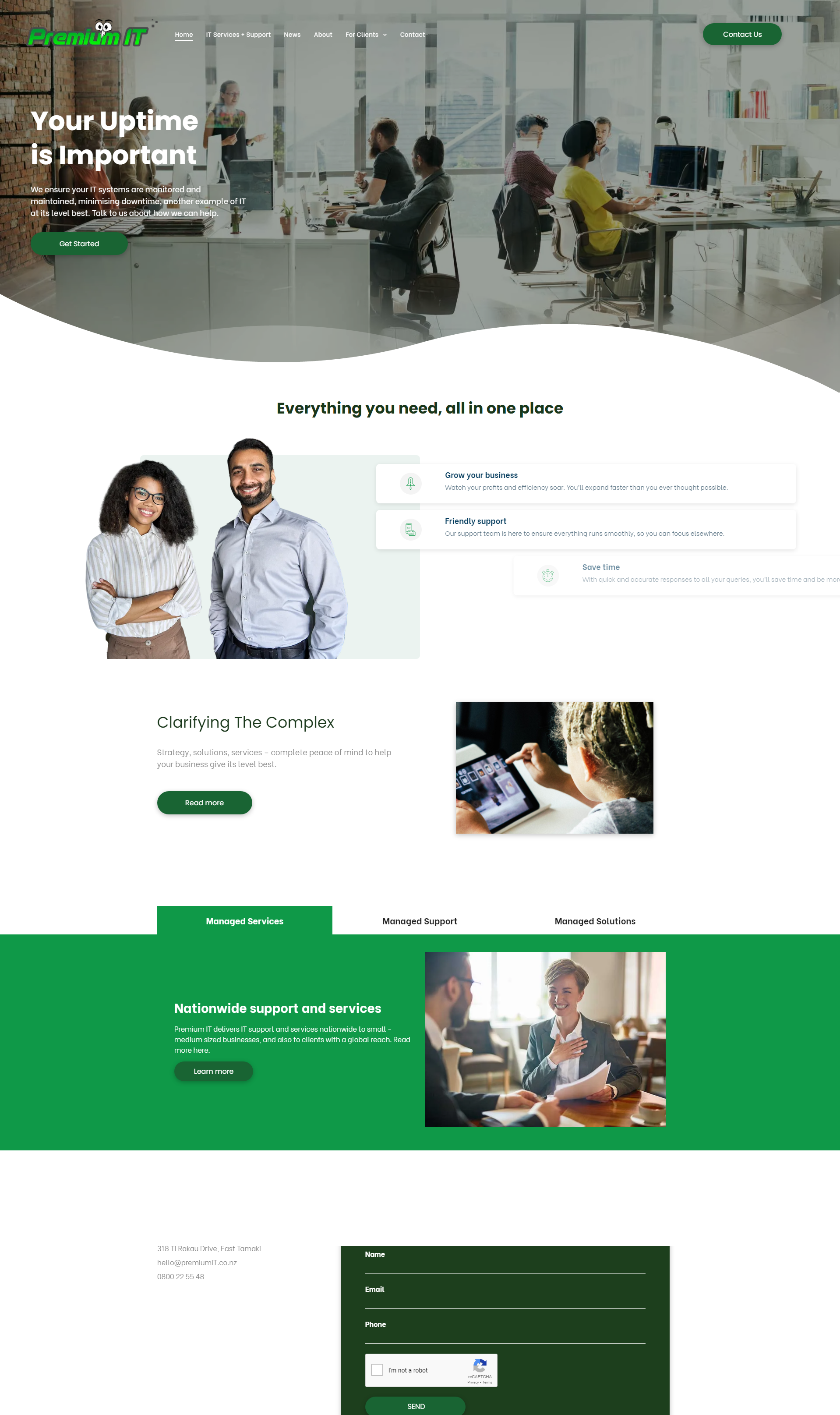 Premium IT website screengrab to support hosting testimonial
