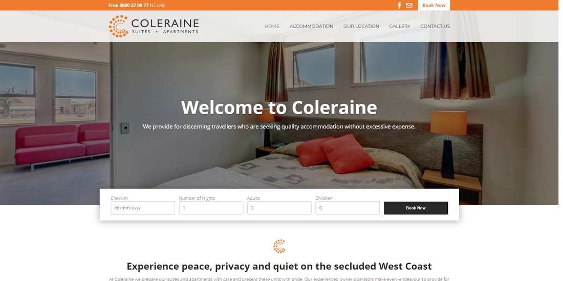 Coleraine apartments accommodation website example