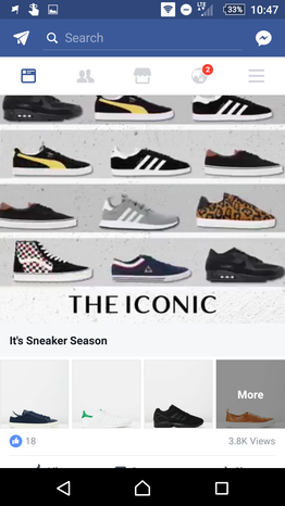 Screenshot of the Iconic Facebook page illustrating Facebook shopping
