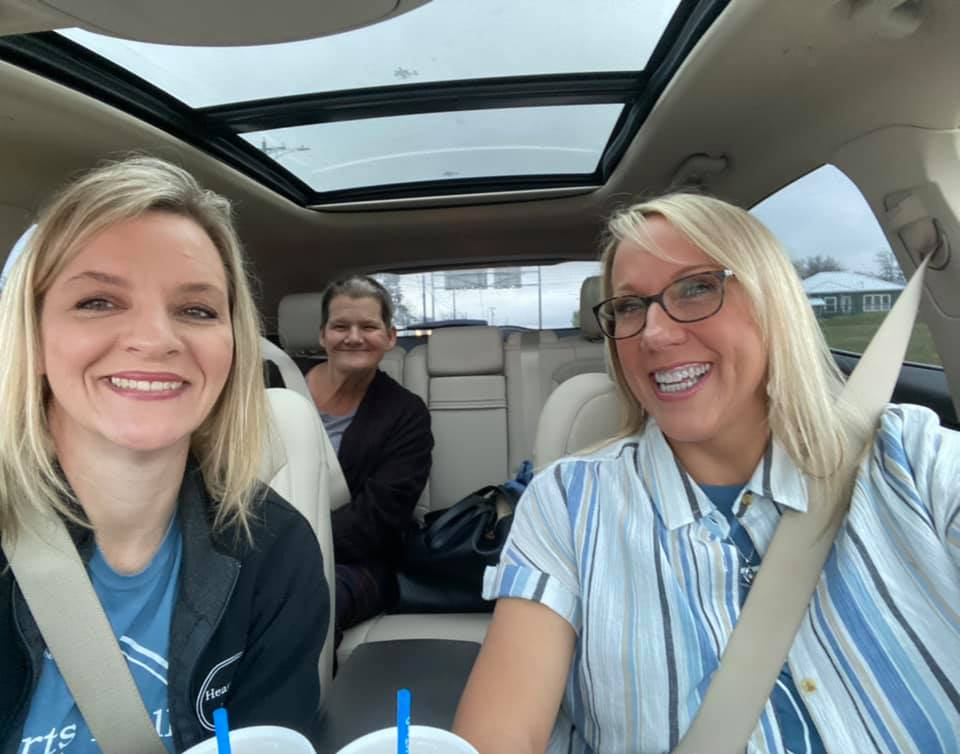 Picture of HFOL Ministries Staff Laurie McCullar, Lisa Terry, and Client.
