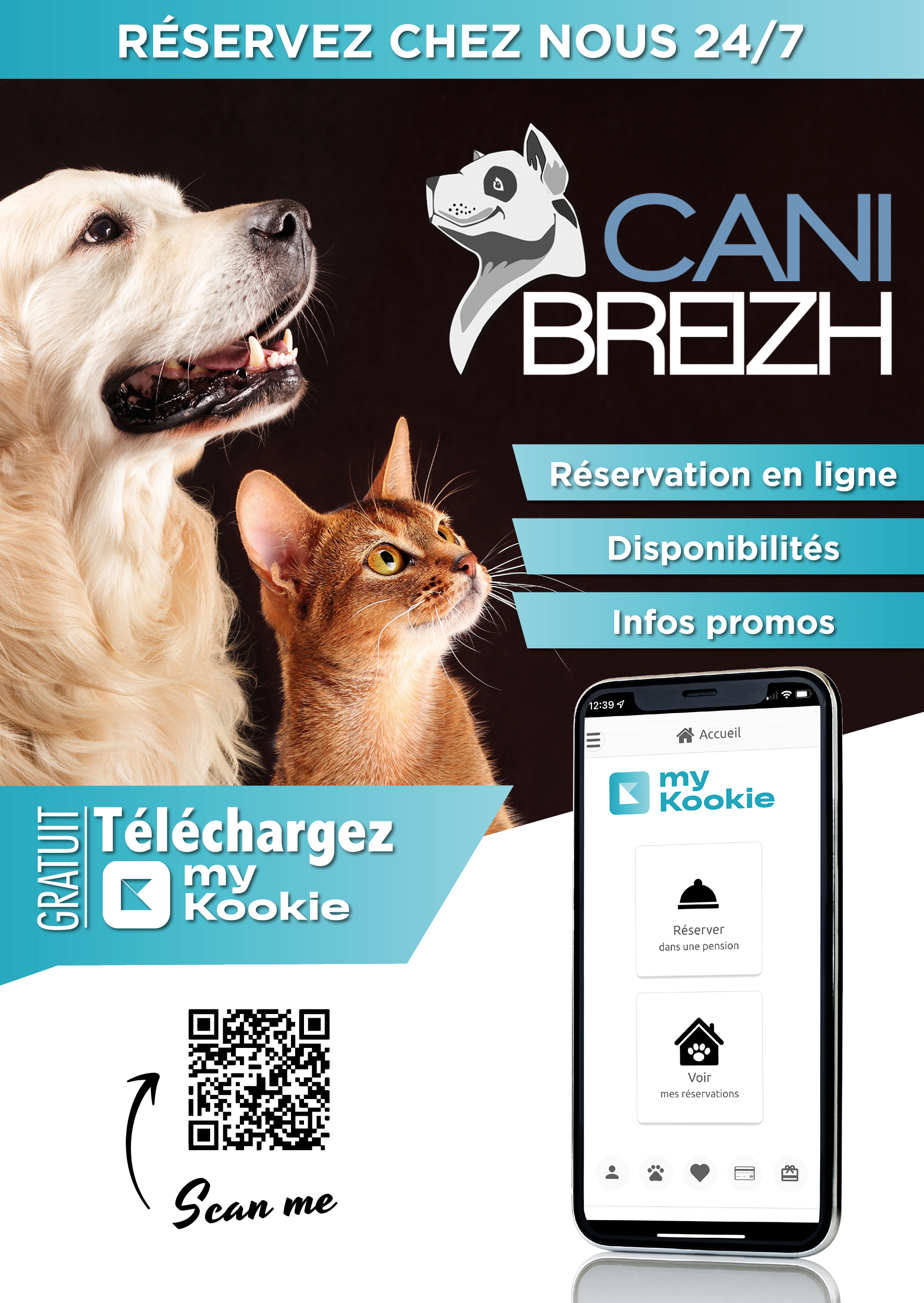 un chien et un chat sont assis l' un à côté de l' autre sur une affiche .