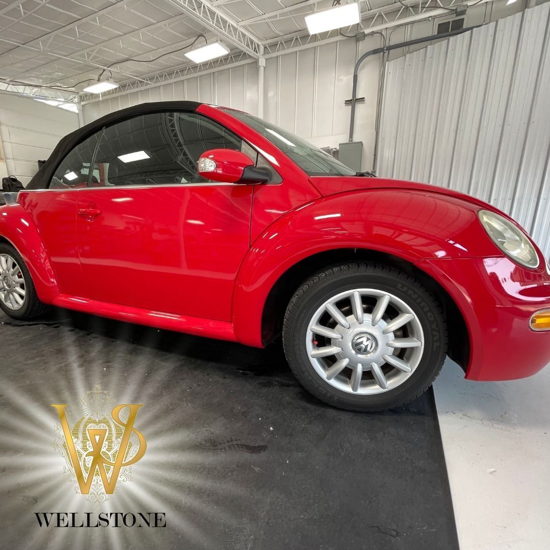 red vehicle with paint protection film