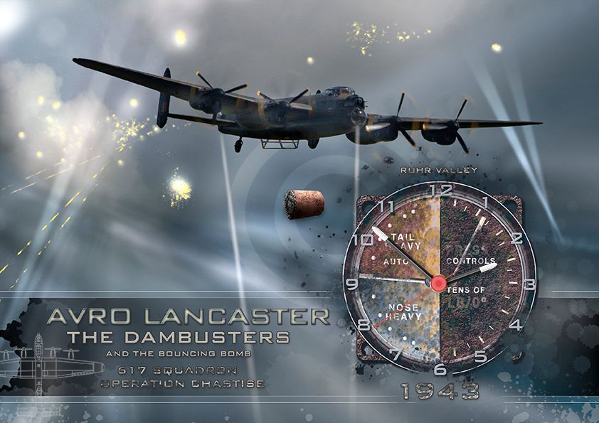Dambusters: Avro Lancaster artwork clock.