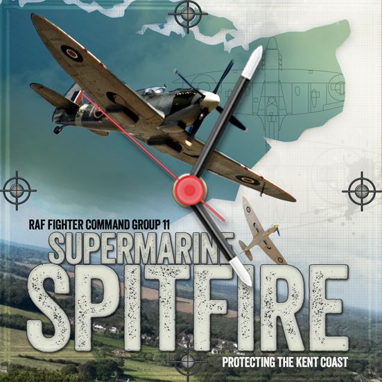 Spitfire flying over the Kent Coast. (Background artwork Kent coast map)
