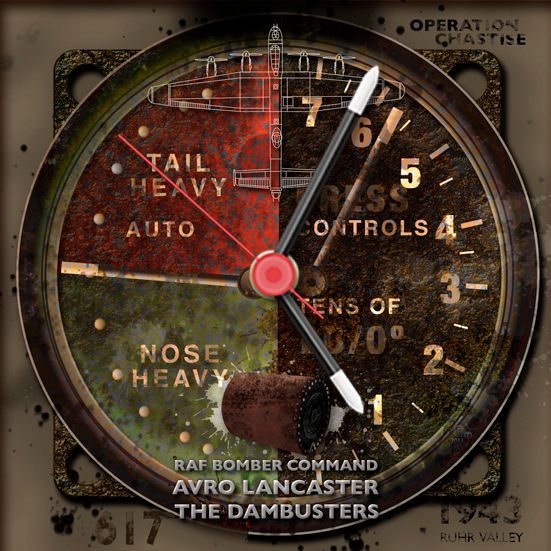 Avro Lancaster cockpit dial Square clock format.