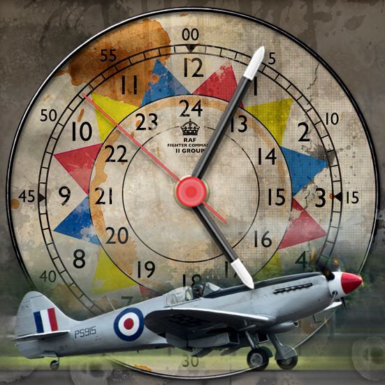 Operations Clock with a Spitfire 
Square clock 140mm x 140 mm 