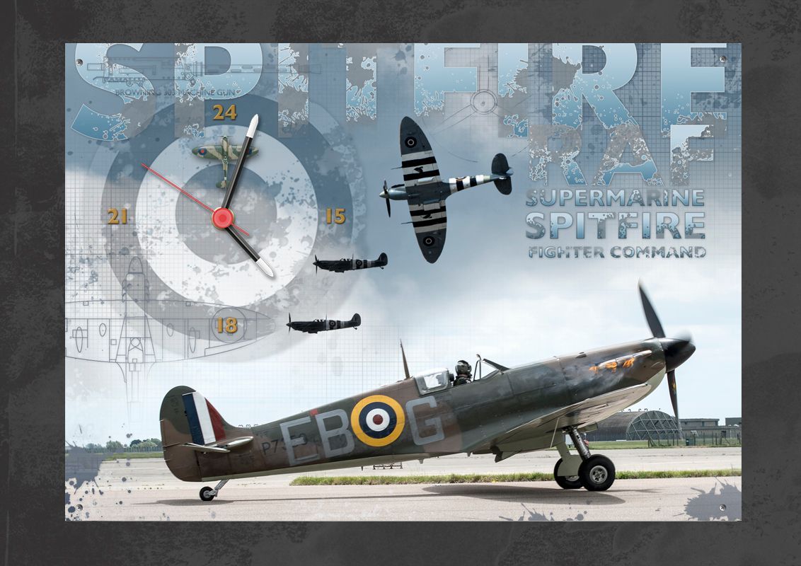 Spitfire clock design. Spitfire getting ready to take off.