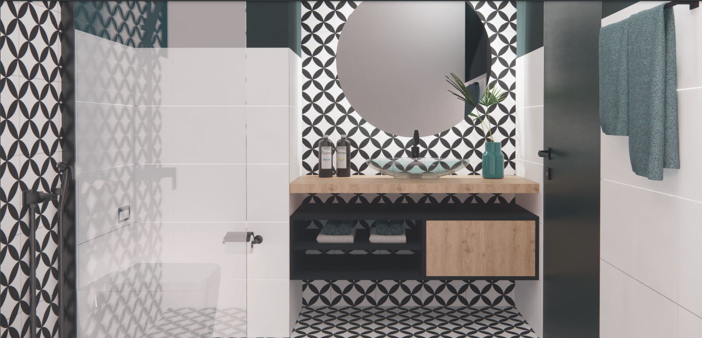 black decor Wall & floor Tile shower  image - patterned Tiles in Leicester