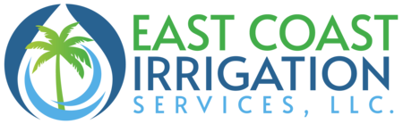 Logo: Palm tree within a blue water droplet shape, beside text "East Coast Irrigation Services, LLC.".