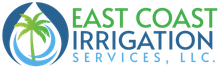 Logo: Palm tree within a blue water droplet shape, beside text "East Coast Irrigation Services, LLC.".