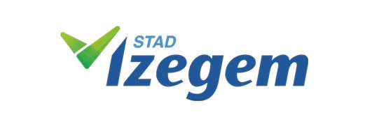Een logo voor stad izeghem met een groen vinkje op een witte achtergrond.
