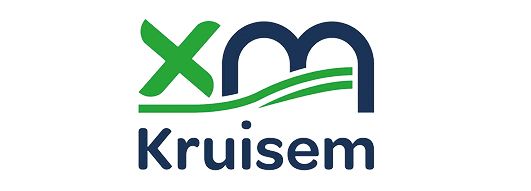 Een blauw en groen logo voor xm cruisem op een witte achtergrond.