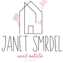 A logo for a real estate company called janet smrdel