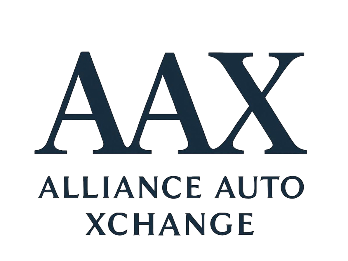 AAX Alliance Auto Xchange logo in dark blue text on a white background
