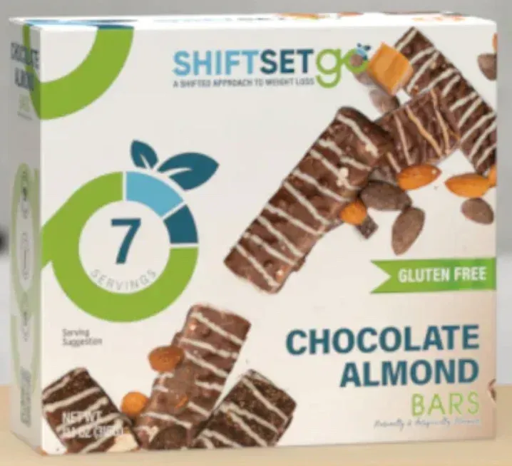 A box of chocolate almond bars that are gluten free
