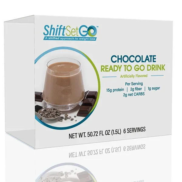 A box of shift set go chocolate ready to go drink