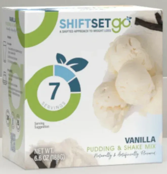 A box of vanilla pudding and shake mix