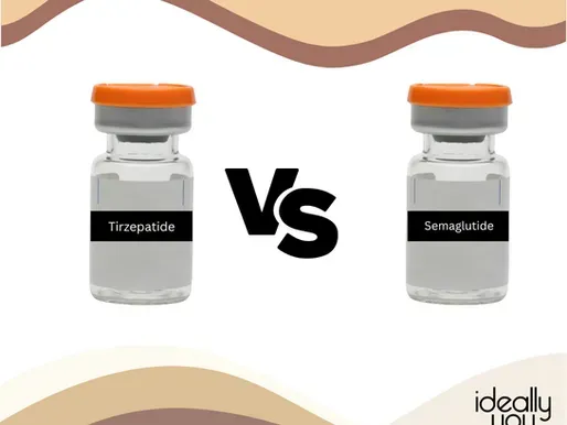 A bottle of tazepatide and a bottle of semaglutide