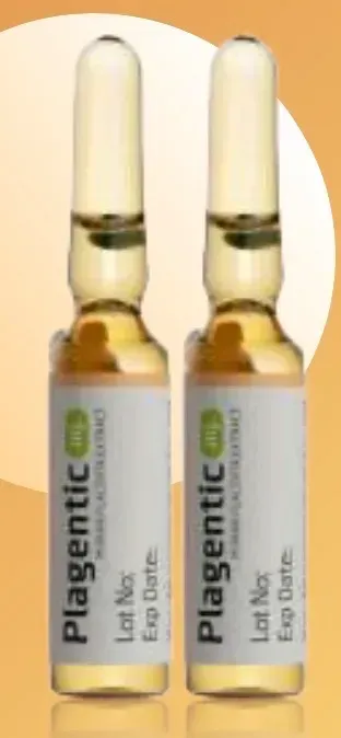 Two bottles of plagenic sit next to each other