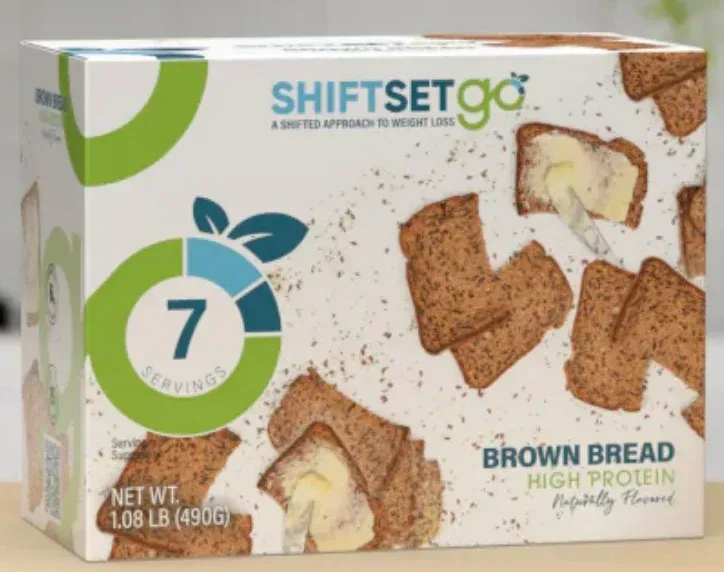 A box of shiftsetgo brown bread high protein