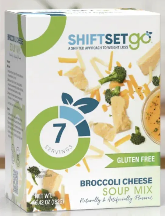 A box of shiftset go broccoli cheese soup mix