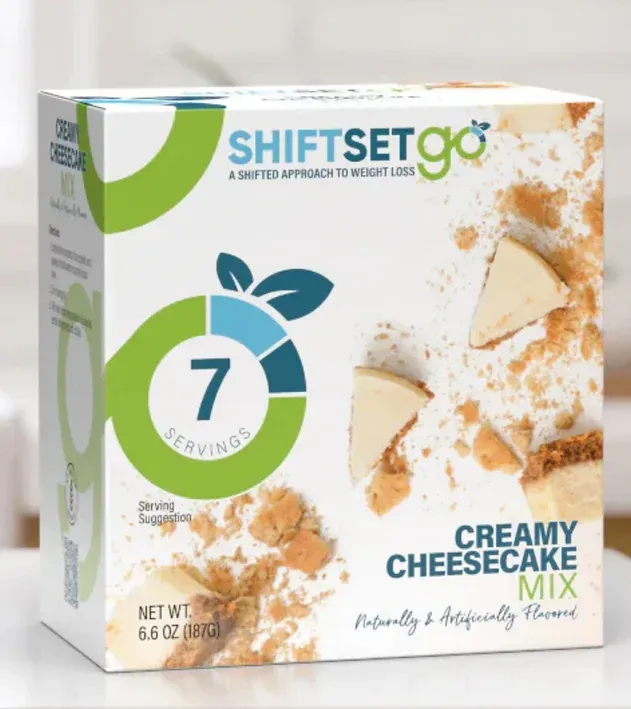 A box of shiftset go creamy cheesecake mix
