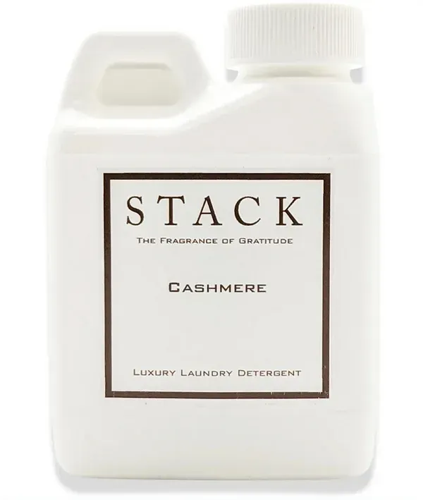 A white bottle of stack cashmere luxury laundry detergent