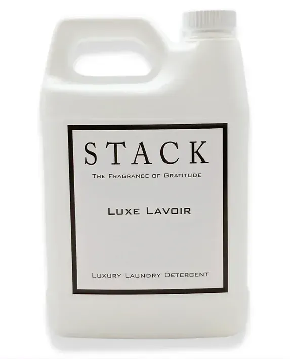 A gallon of stack luxe lavoir laundry detergent