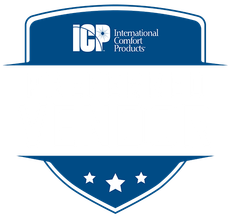 Blue and white ICP logo with text 